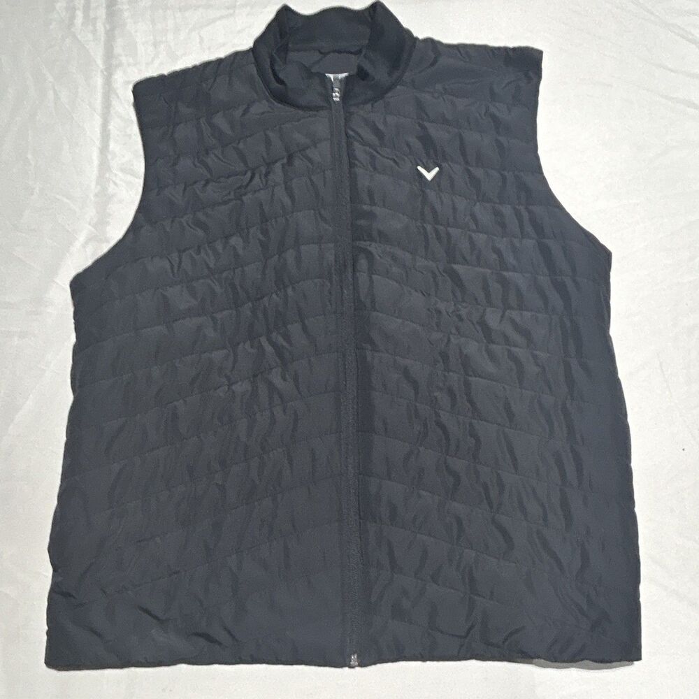 Callaway Golf Mens XL Black Quilted Puffer Vest Full Zip Lightweight Sleeveless